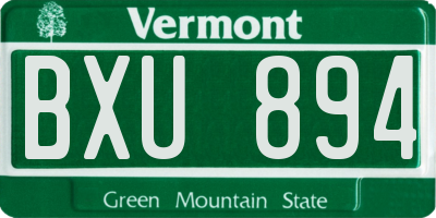 VT license plate BXU894
