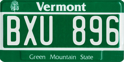 VT license plate BXU896