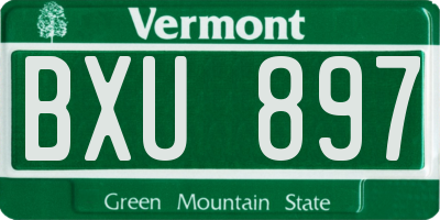 VT license plate BXU897