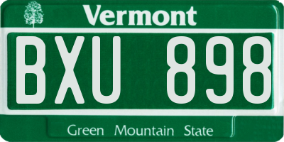 VT license plate BXU898