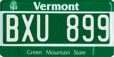 VT license plate BXU899