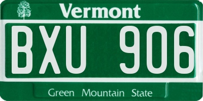 VT license plate BXU906