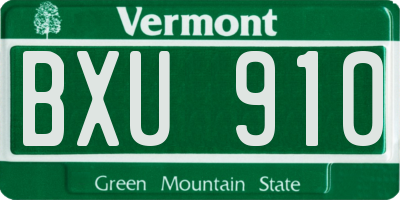 VT license plate BXU910