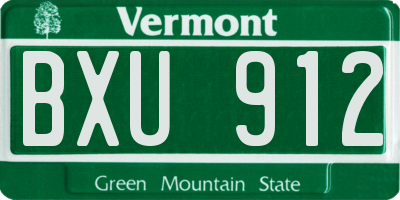 VT license plate BXU912