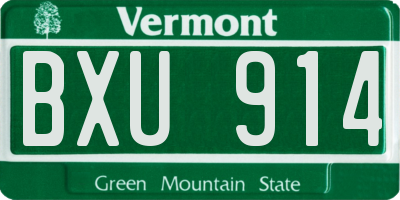 VT license plate BXU914