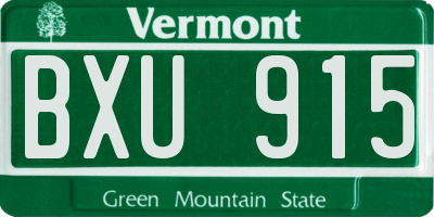 VT license plate BXU915