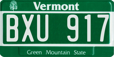 VT license plate BXU917