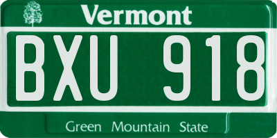 VT license plate BXU918
