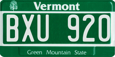 VT license plate BXU920
