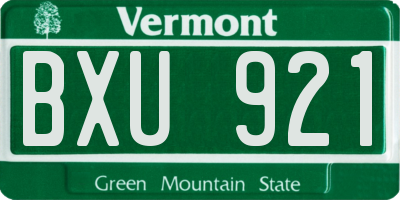 VT license plate BXU921