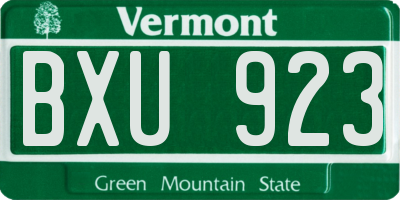VT license plate BXU923