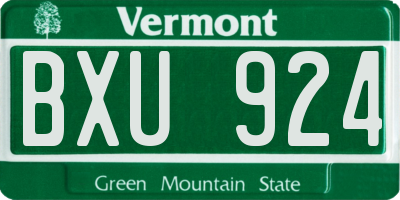 VT license plate BXU924