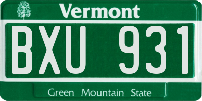 VT license plate BXU931