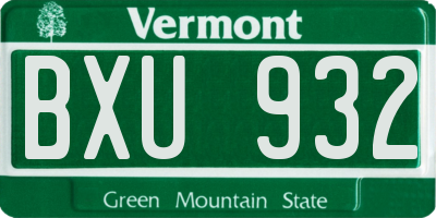 VT license plate BXU932