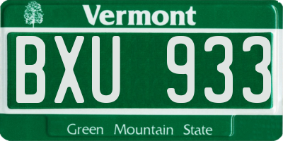 VT license plate BXU933