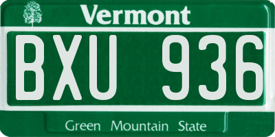 VT license plate BXU936