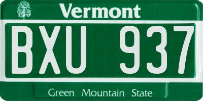 VT license plate BXU937