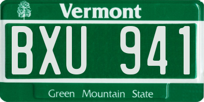 VT license plate BXU941