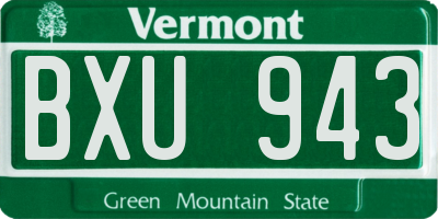 VT license plate BXU943