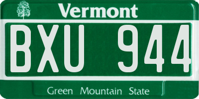VT license plate BXU944