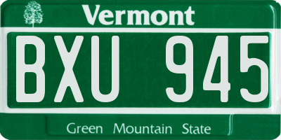 VT license plate BXU945