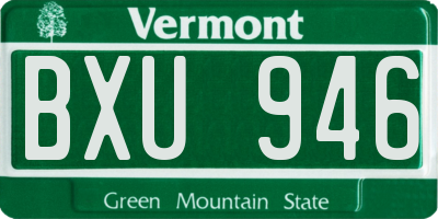 VT license plate BXU946