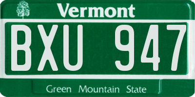 VT license plate BXU947