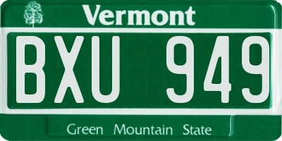 VT license plate BXU949