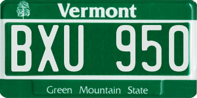 VT license plate BXU950