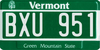 VT license plate BXU951