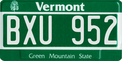 VT license plate BXU952