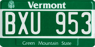 VT license plate BXU953