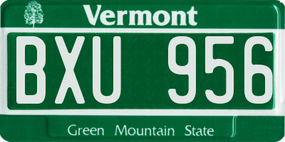 VT license plate BXU956
