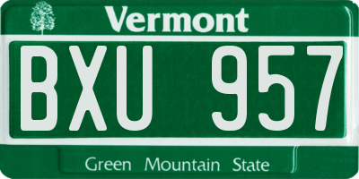 VT license plate BXU957