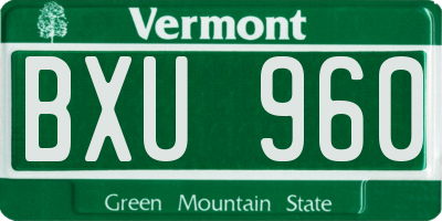 VT license plate BXU960