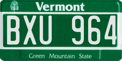 VT license plate BXU964