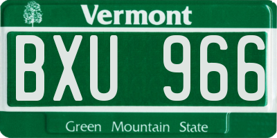 VT license plate BXU966