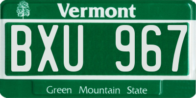 VT license plate BXU967