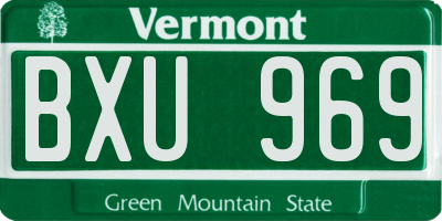 VT license plate BXU969