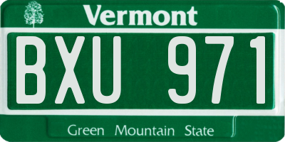 VT license plate BXU971