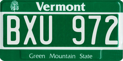 VT license plate BXU972