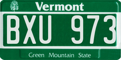 VT license plate BXU973