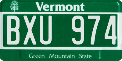 VT license plate BXU974