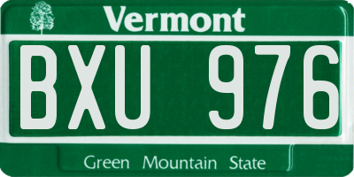 VT license plate BXU976