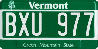 VT license plate BXU977