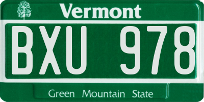 VT license plate BXU978