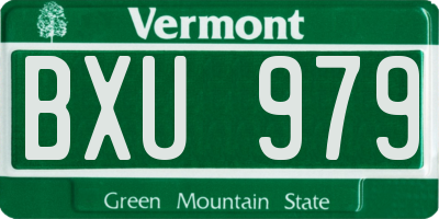 VT license plate BXU979