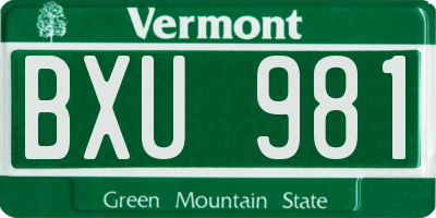 VT license plate BXU981