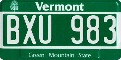 VT license plate BXU983