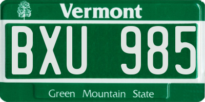 VT license plate BXU985